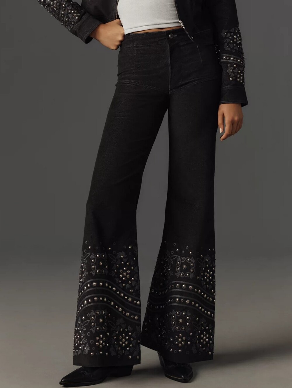 NWT Understated Leather x Anthropologie True Love Studded Pants XS Gray